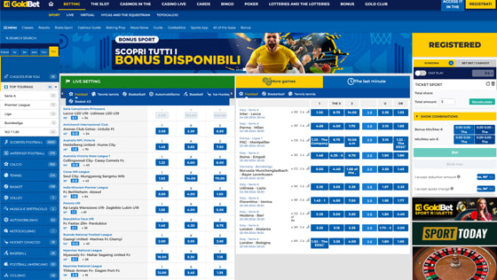 Homepage sport GoldBet