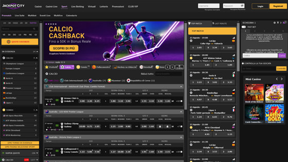 Homepage sport JackpotCity