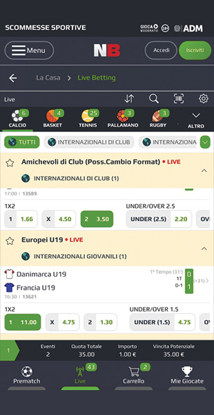 App NetBet selezione quote