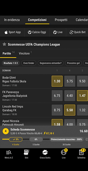 App bwin selezione quote