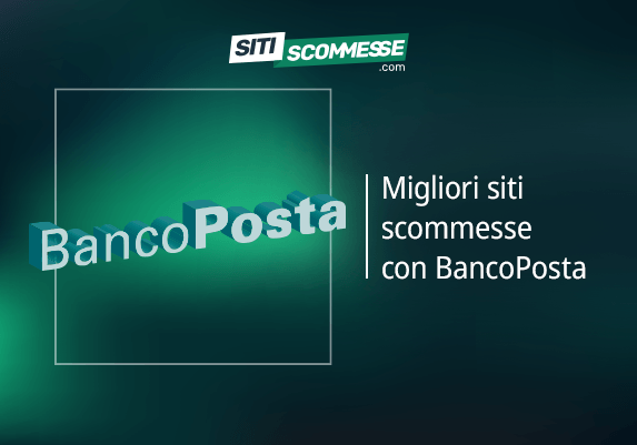 Il logo di sitiscommesse.com, la scritta Migliori siti scommesse con BancoPosta e il logo di BancoPosta