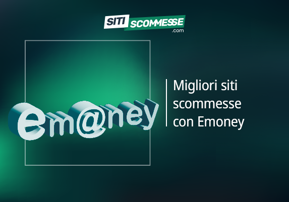 Il logo di sitiscommesse.com, la scritta Migliori siti scommesse con Emoney e il logo di Emoney