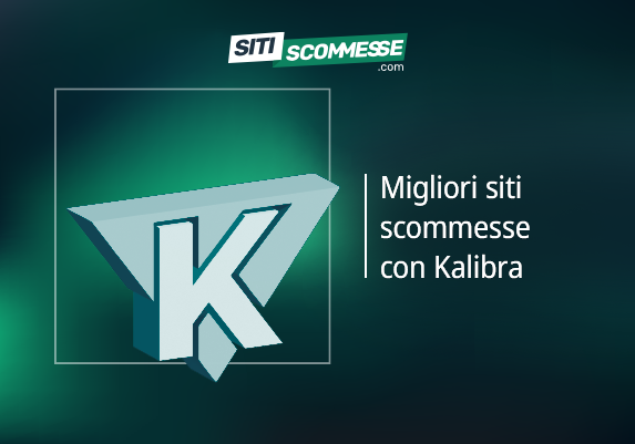 Il logo di sitiscommesse.com, la scritta Migliori siti scommesse con Kalibra e il logo di Kalibra