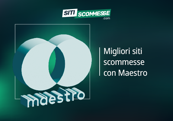 Il logo di sitiscommesse.com, la scritta Migliori siti scommesse con Maestro e il logo di Maestro