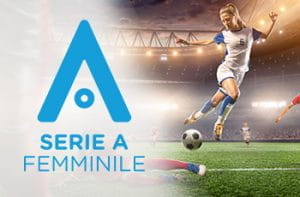 Il logo della Serie A femminile e una calciatrice in azione