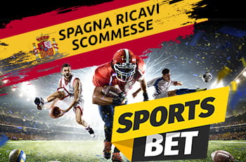 Sportivi di varie discipline e le scritte "Spagna ricavi scommesse" e "Sports Bet"