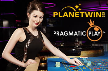 Casinò live con logo Planetwin365 e logo Pragmatic Play.