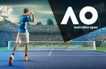 Tennisti in azione, logo Australian Open