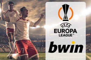 Calciatori che esultano, logo UEFA Europa League, logo bwin