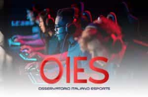 Sala di esports e logo OIES