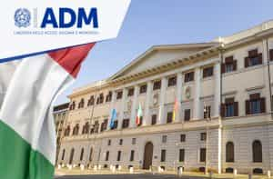 Sede ADM, logo ADM e bandiera italiana