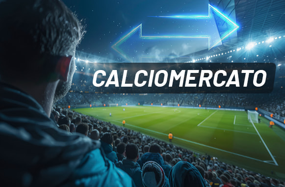 Campo da calcio e scritta calciomercato