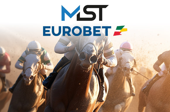 Gara ippica e loghi Eurobet e MST