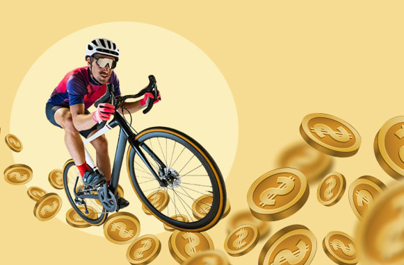 Ciclista e monete d'oro