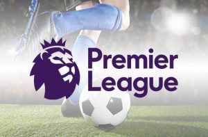 Calciatore in azione, logo Premier League