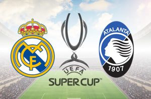 Logo Real Madrid, logo Atalanta, logo Supercoppa UEFA 