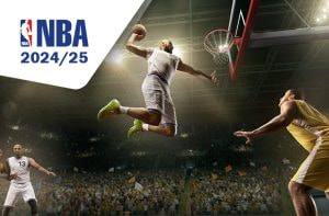 Giocatori di basket, logo NBA 2024/25