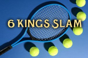 Racchetta e palline da tennis con scritta Six Kings Slam