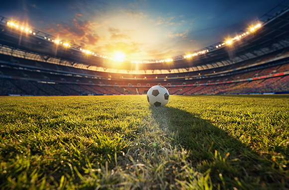 Stadio con pallone da calcio