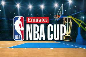 Campo da basket e logo NBA Cup