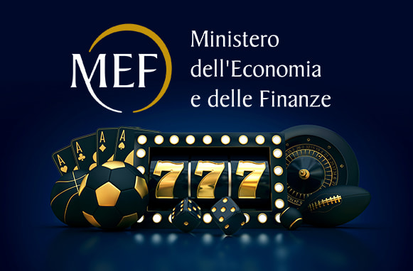 Elementi di gioco d’azzardo e logo MEF